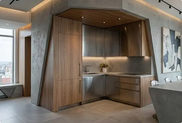 Реализованный проект кухни Anthracite Edge в интерьере ЖК Metropole Алматы