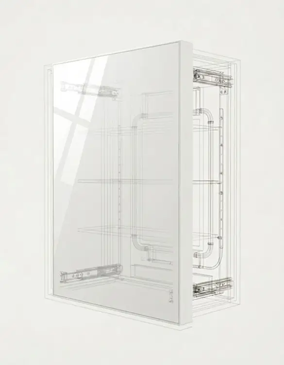 Акриловый мебельный фасад МДФ в разрезе: структура пластика и плиты-основы