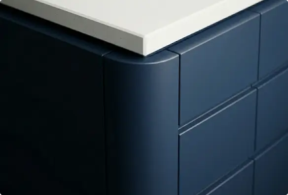 Гнутый радиусный фасад МДФ с плавным изгибом, безопасный скругленный угол мебели