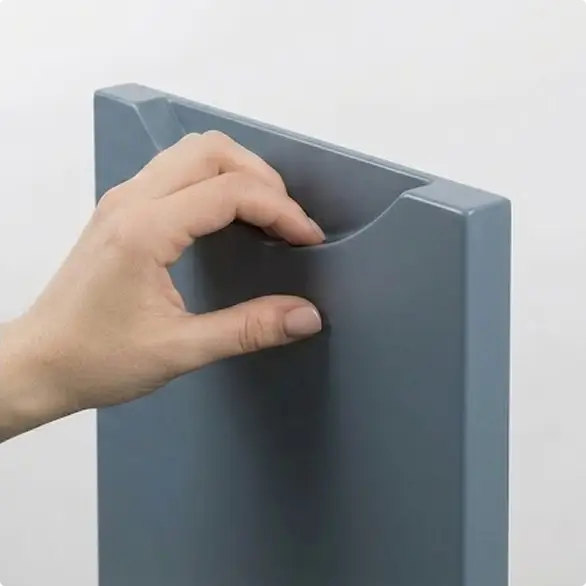 Скрытая ручка С-профиль (Улыбка) с овальной выемкой по центру торца фасада